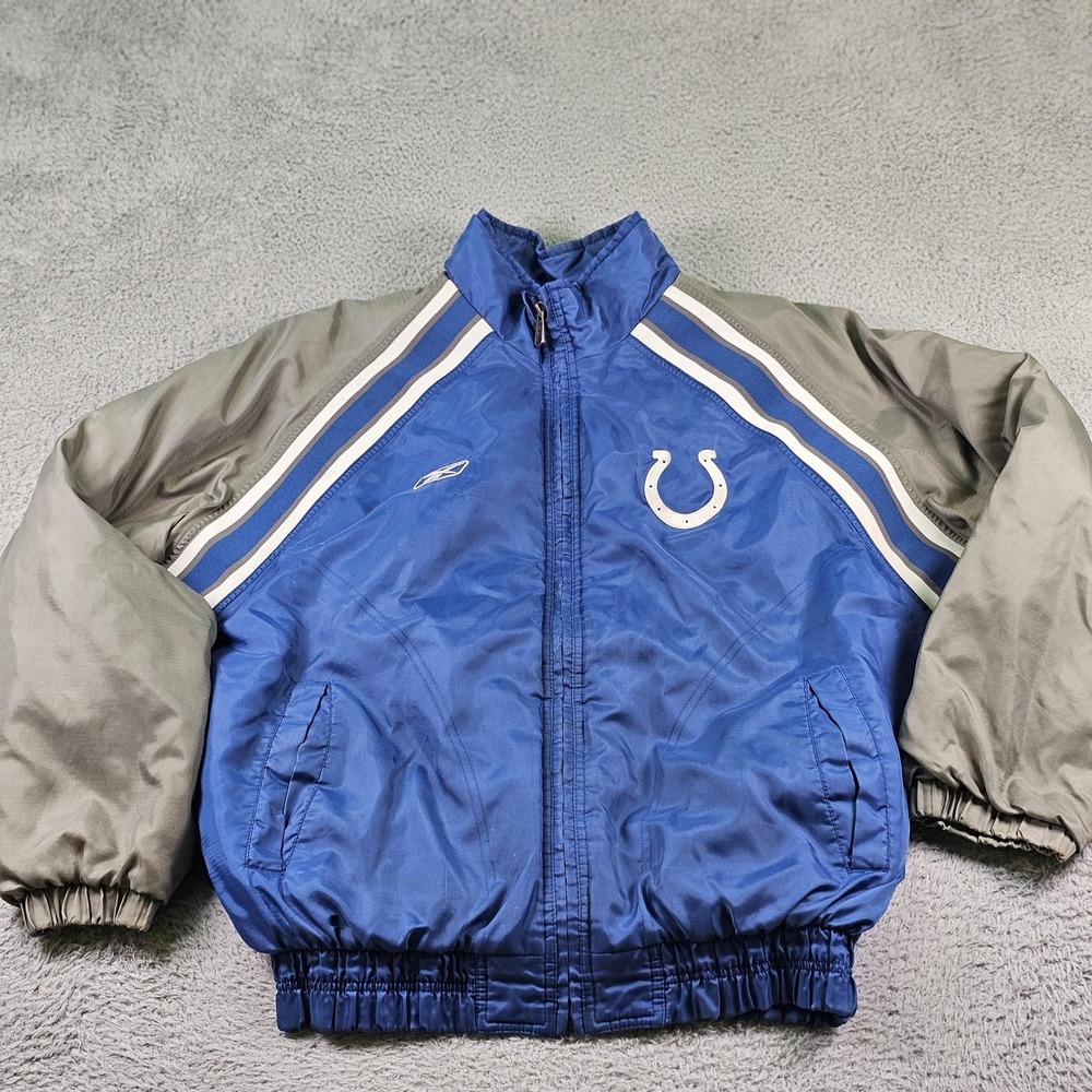 Indianapolis Colts Jacket Mens Medium Blue Gray NFL Football Reebok Insulated